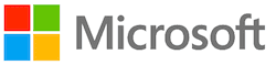 The Microsoft logo featuring four coloured squares (red, green, blue, yellow) forming a window shape, next to the word Microsoft in grey text.
