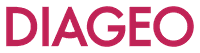 The image shows the DIAGEO logo with the company name written in bold, uppercase, pink letters on a light grey background.
